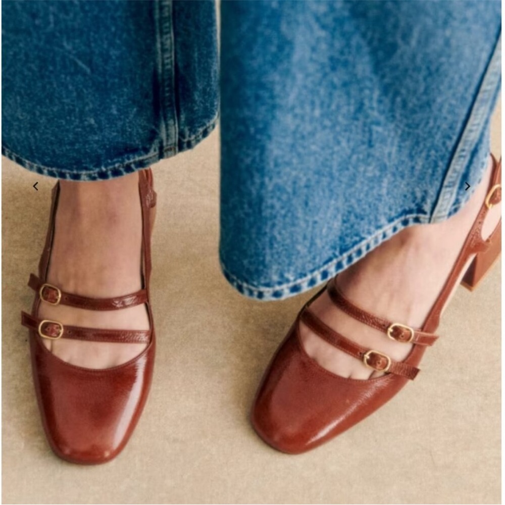 Sezane Paula Babies polished camel size 38